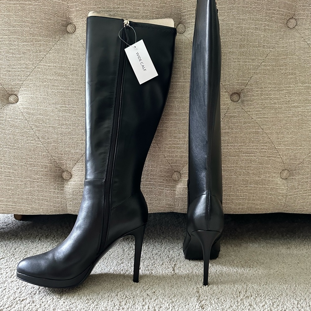 Nine West Balck leather thigh high boots